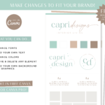 DIY Canva editable logo branding kit with free brand board template. Custom mint green logo to style your brand and business professionally.