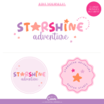 Stardust font logo design editable in Canva is a cursive font combination with a magical star and dot pixie vibe to style your small business.