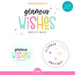 Editable Logo Template Kit for Canva in a colorful and playful style. Whimsical starburst design for your business to DIY in Canva.