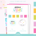 Editable Logo Template Kit for Canva in a colorful and playful style. Whimsical starburst design for your business to DIY in Canva.