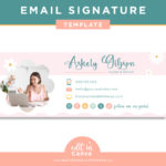 Daisy Email Signature Template Canva. Pretty Pink flower email signature design to give your emails a professional look and stunning style!