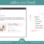 Daisy Email Signature Template Canva. Pretty Pink flower email signature design to give your emails a professional look and stunning style!