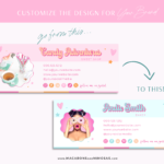 Retro Heart Email Signature Template Canva with stylish hand drawn pink stars. Edit this bubble retro font with your business name to market your email.