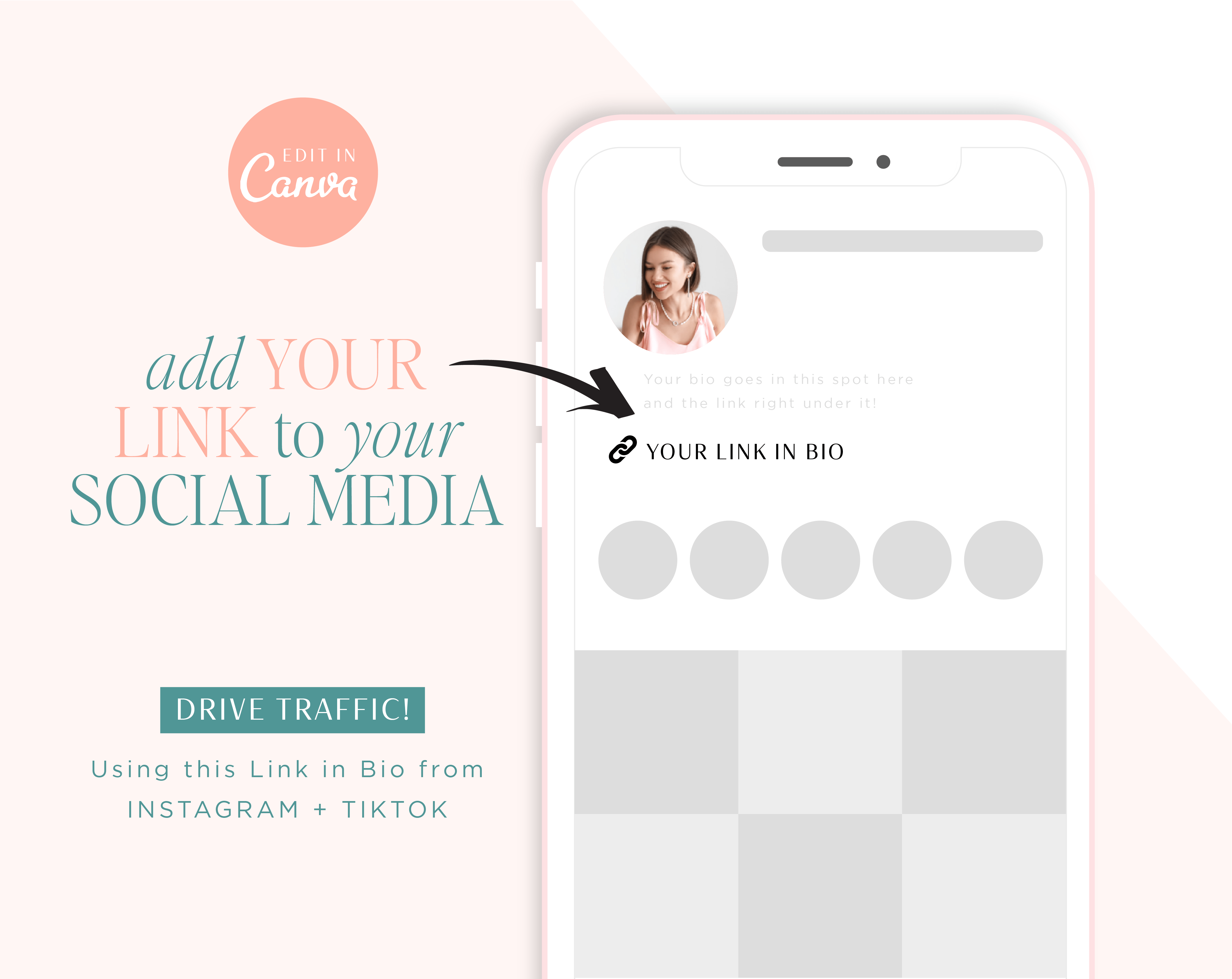 Retro Link in Bio Template editable in Canva. Style your Instagram and Tiktok with a custom landing page design for clicks to your website.