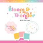 Editable bright boho logo design to edit in Canva, and free brand board design. Edit your own Custom logo with your business name using our stunning template designs.