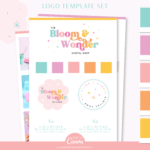 Editable bright boho logo design to edit in Canva. Edit your own Custom logo with your business name using our stunning template designs.