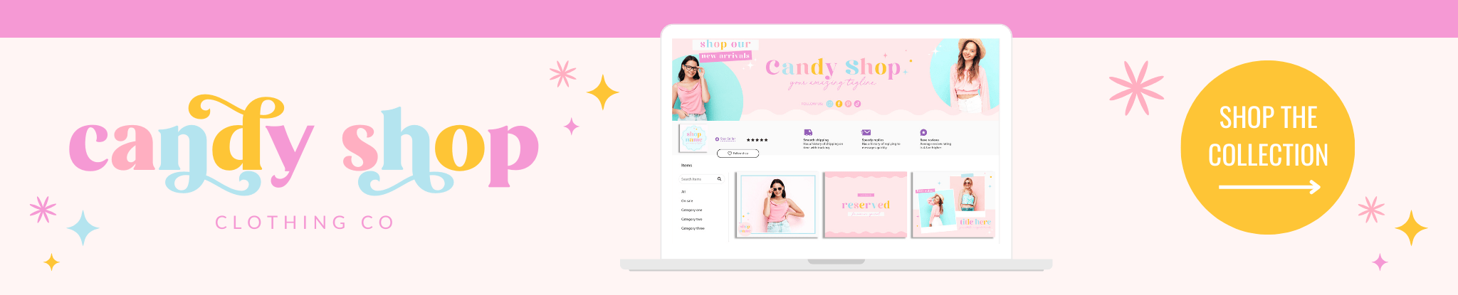 Pink Pastel Logo and Brand Collection for ecommerce Business edit in Canva