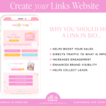 Add social network URLs to your Instagram bio quickly with our one-page website template. Grab this cute bright retro Link in Bio Template for Canva.