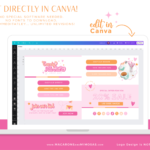 Pink Link in Bio Website Template for Canva, One-page website design for Instagram Profile with pink, orange, and sparkling stars and hearts