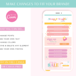 Pastel Link in Bio Website Template for Canva. One-page free Canva website for Instagram Profile featuring retro stars, gingham, and picnic pattern.
