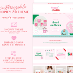 Christmas Shopify Theme Template Video Banners, Red Pink Holiday Shopify Themes for Digital Products, Premium Shopify Themes for boutiques ecommerce sales