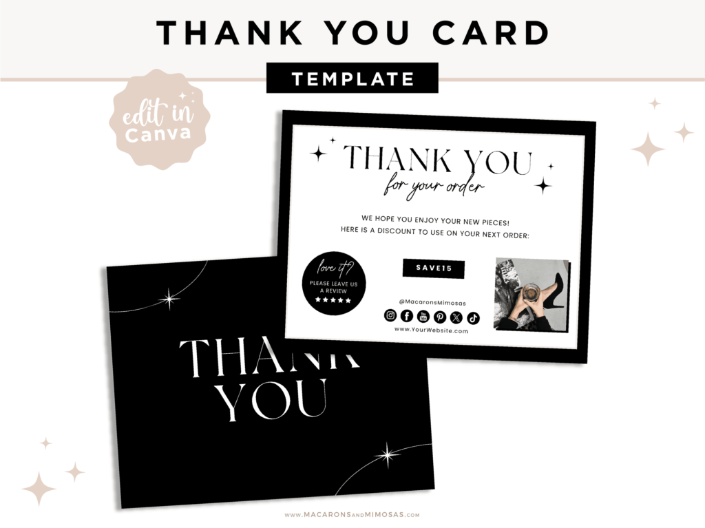 Luxury Thank You Card Template • Macarons and Mimosas
