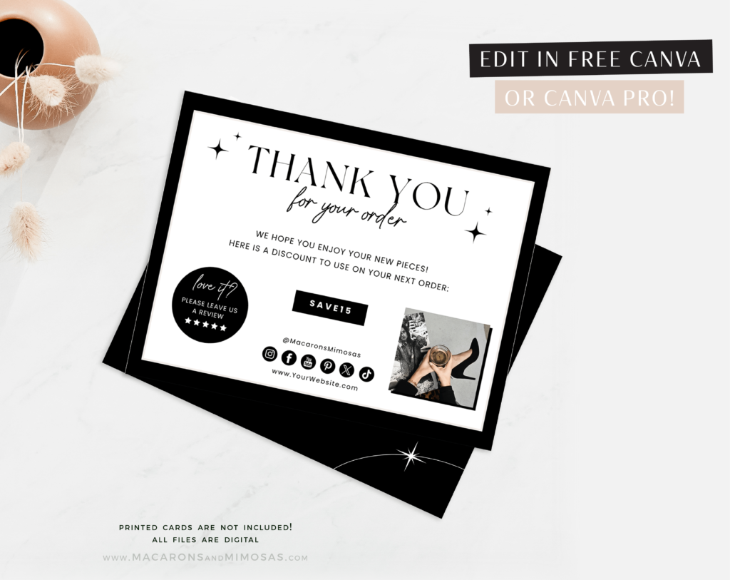 Luxury Thank You Card Template • Macarons and Mimosas