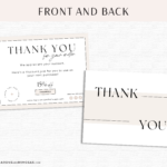 Minimal Thank You Note Template in a minimal black and white design. Custom thank you packaging card Insert, DIY Aesthetic Discount Coupon Template