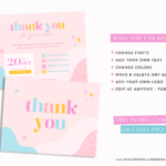 Bright Retro Thank You Card Template editable in Canva, Custom cute and colorful Packaging Insert Card, DIY colorful Aesthetic Discount Coupon