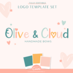 Heart Font Logo Template Canva Kit, Hand drawn hearts and starts in Cute font design for any small business, Create your own logo today! 