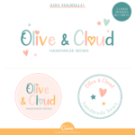 Heart Font Logo Template Canva Kit, Hand drawn hearts and starts in Cute font design for any small business, Create your own logo today! 
