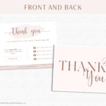 Rose Gold Thank You Card Template, Customizable Pink and Gold Packaging Insert Card, DIY Aesthetic Discount Coupon Thank You For Your Order