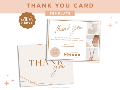 Artist thank you card template, Customizable modern minimalist packaging insert, DIY Aesthetic Discount Coupon Thank You design