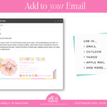 Bright Rainbow Email Signature Template for Canva, Colorful Email Signature for Gmail, DIY Clickable Email Signature Pink with a boho rainbow