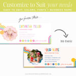 Bright Rainbow Email Signature Template for Canva, Colorful Email Signature for Gmail, DIY Clickable Email Signature Pink with a boho rainbow