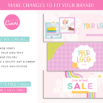 Bright Rainbow Facebook Cover Template Bundle is editable in Canva. Market your brand and showcase discounts, new products and sales on social media.
