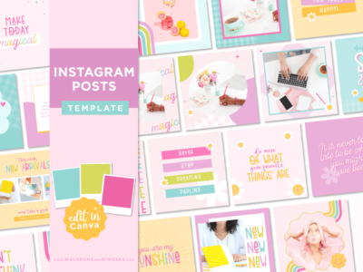 Bright Rainbow Instagram Templates for Canva, Fun Colorful Retro Instagram for Stories and Posts to engage with your audience on social media.