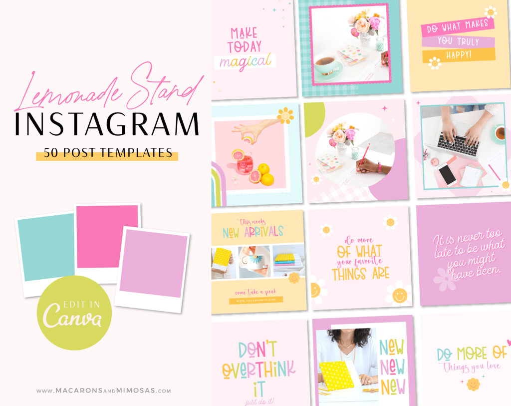 Bright Rainbow Instagram Templates • Macarons and Mimosas