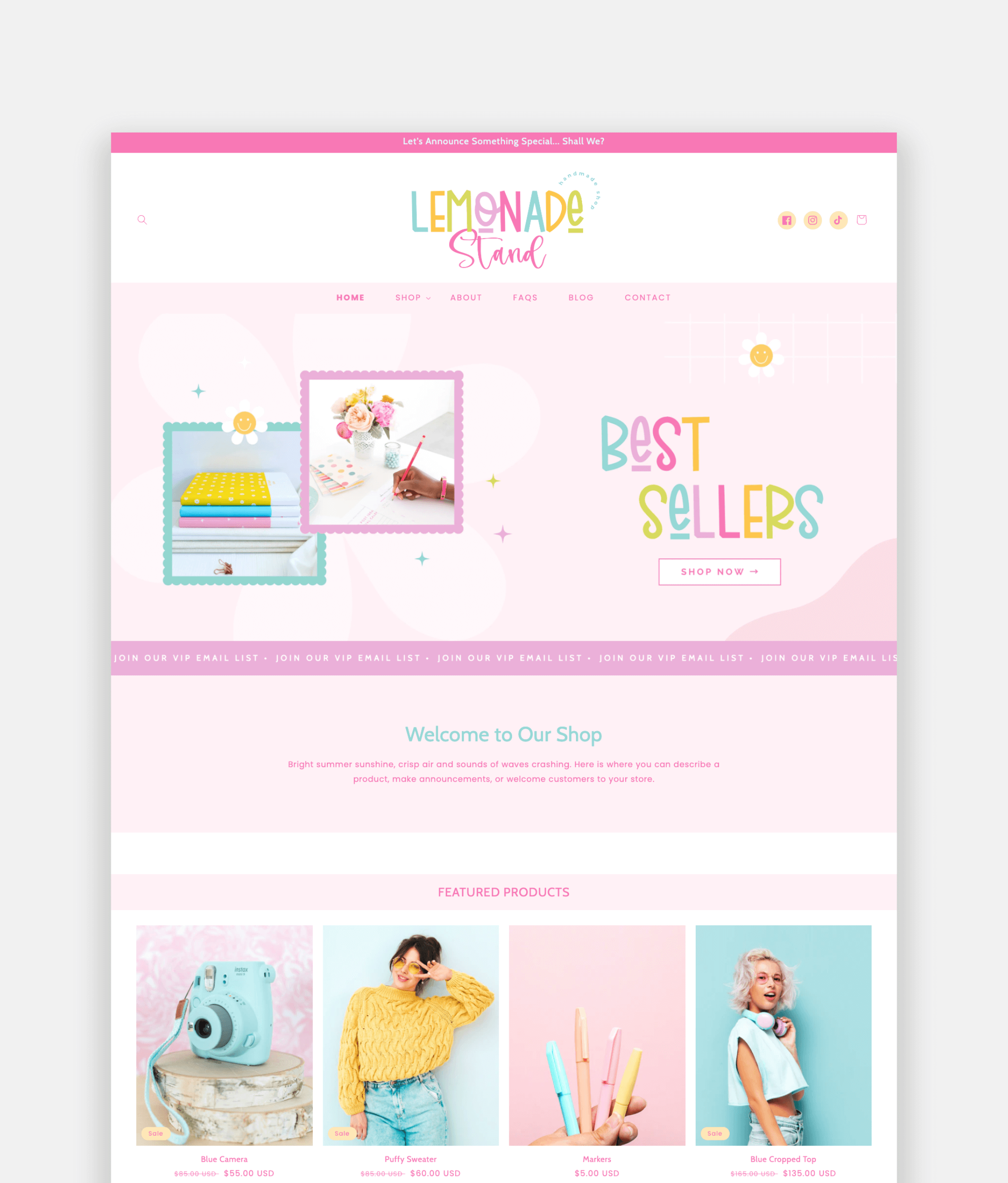 Bright and colorful Lemonade Shopify theme for fun ecommerce shops and online boutiques