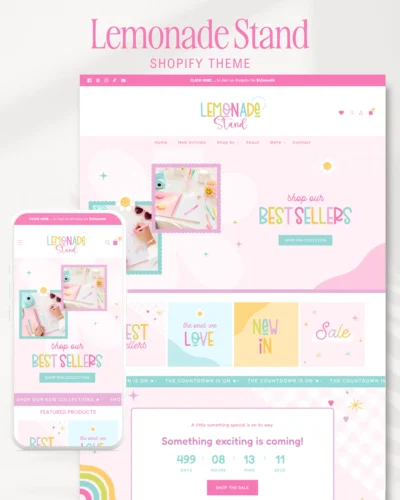 Bright Rainbow Shopify Theme Pastel Canva Shop Banners. Style your Shopify website with this enchanting daisy template in a perfect pastel color palette.