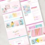Bright Rainbow Shopify Theme Pastel Canva Shop Banners. Style your Shopify website with this enchanting rainbow template in a perfect pastel color palette.