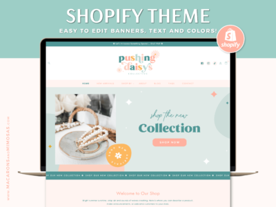 Pastel Shopify Theme with pastel rainbow Shopify Banners. Style your Shopify website with this enchanting daisy template in a perfect pastel color palette.