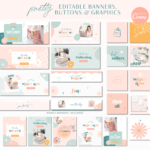 Pink Shopify Theme with pastel rainbow Canva Shopify Banners. Style your Shopify website with this enchanting daisy template in a perfect pastel color palette.