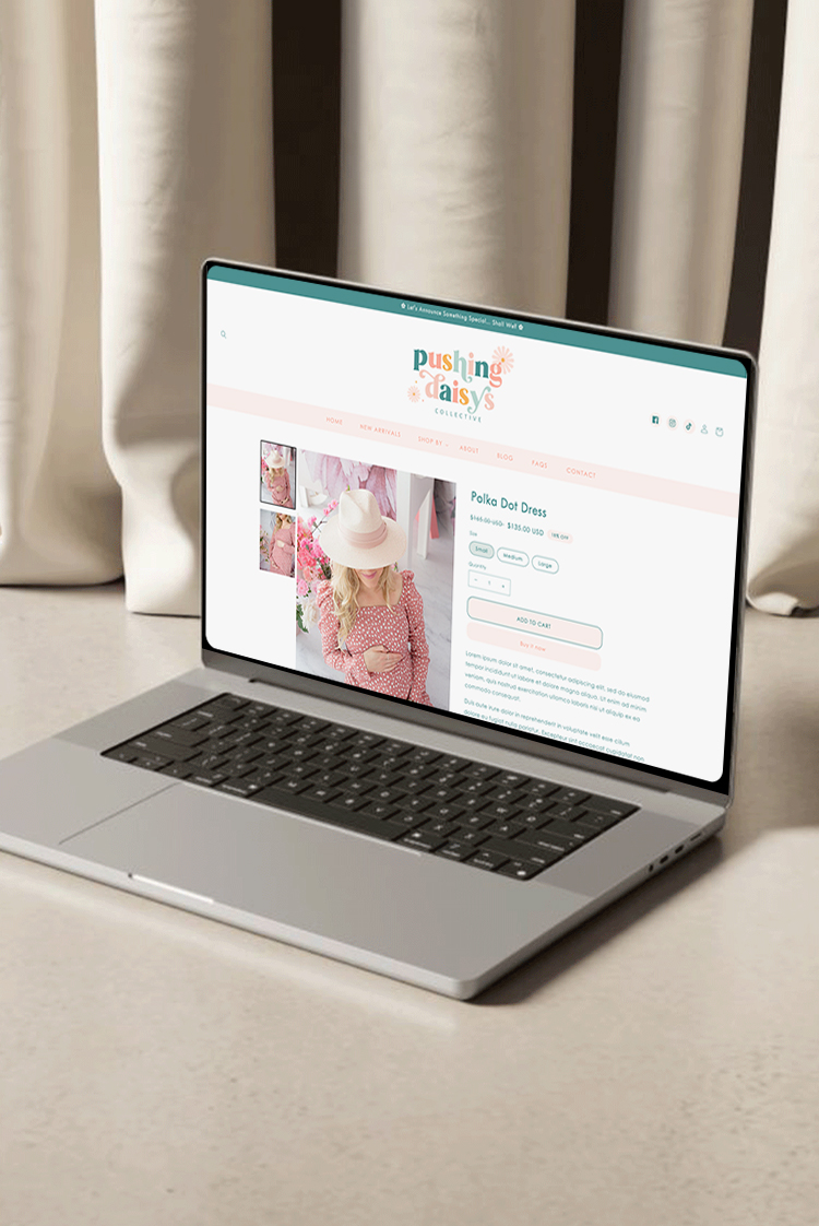 Colorful pastel Shopify theme template with pink and teal design for boutiques, planners, and handmade shops