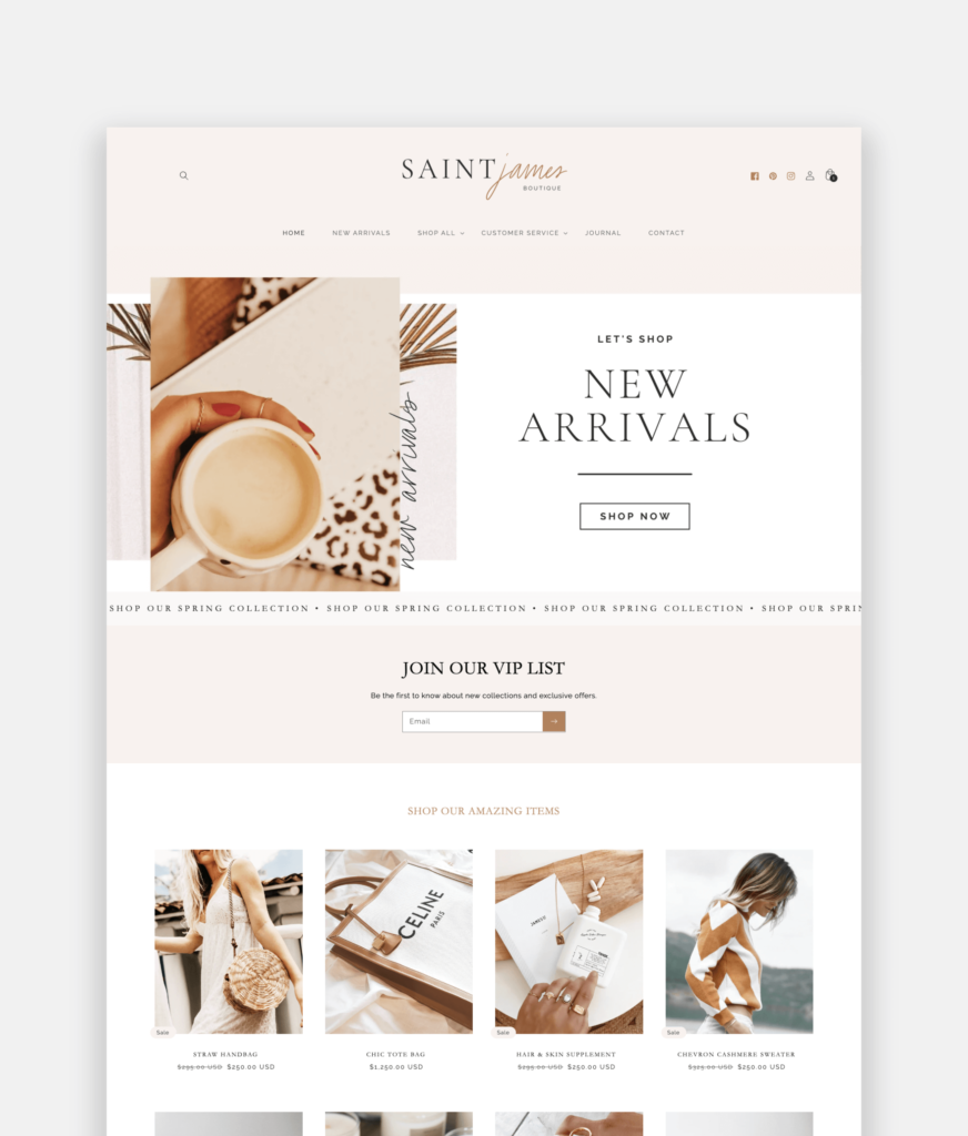 Neutral Clean Boho Shopify Template for Pink and Brown
