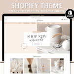 Pretty premium Shopify theme store featuring premium templates to style your online store. White and Pink Shopify Theme Template.