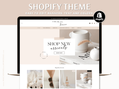 Pretty premium Shopify theme store featuring premium templates to style your online store. White and Pink Shopify Theme Template.