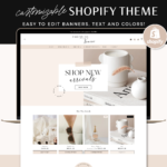 Pretty premium Shopify theme store featuring premium templates to style your online store. White and Pink Shopify Theme Template.