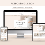 Premium shopify theme store featuring templates to style your online store. White and Pink Shopify Theme Template.