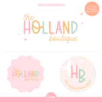 Colorful atomic stars and sweetheart font logo to edit in Canva. Style your business branding with this pastel colorful premade logo design.