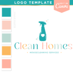 Maid Cleaning Service Logo editable in Canva. Professional logo design for your Cleaning and Maid Services featuring bright rainbow and star design.
