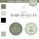 Cute cleaning company logo design. Maid service logo for cleaning business and housekeepers. Style this logo for your brand.