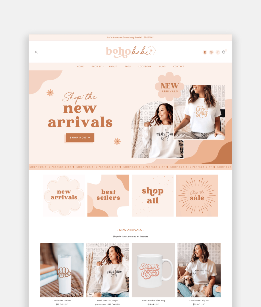 Boho Shopify Theme Template with full width video features