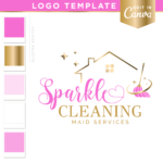 Clean House Logo template to edit in canva. Style your business with our professional custom housekeeping and maid services brand designs.