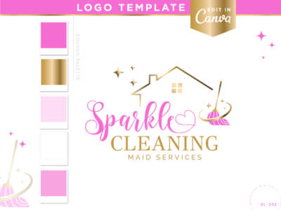 Clean House Logo template to edit in canva. Style your business with our professional custom housekeeping and maid services brand designs.