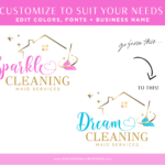 Clean House Logo template to edit in canva. Style your business with our professional custom housekeeping and maid services brand designs.