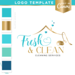 Playful font logo design template editable in Canva. Professional logo design for your House cleaning and maid services with cute water splashes.
