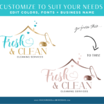 Playful font logo design template editable in Canva. Professional logo design for your House cleaning and maid services with cute water splashes.