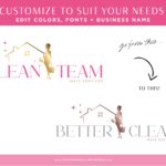 Cleaners logo template editable in Canva. Professional logo design for your House cleaning and maid services with cute water splashes.