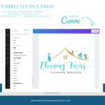 Cleaners logo template editable in Canva. Professional logo design for your House cleaning and maid services with cute water splashes.